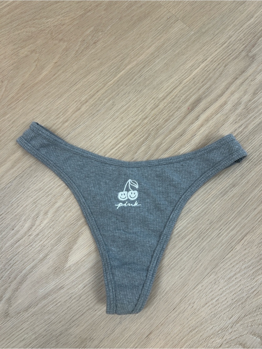 PINK Victoria's Secret Ribbed Embroidered Thong Panty S